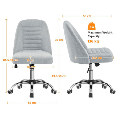 Kancelářská židle 593109 light gray, bez područek, otočná, světle šedá - A