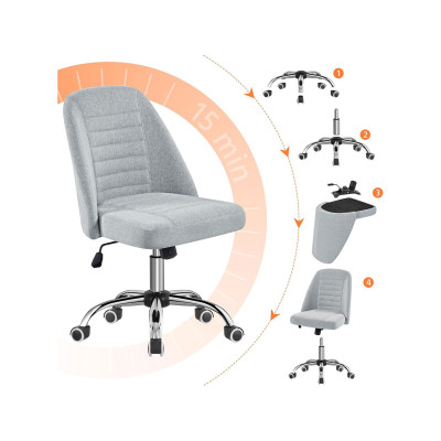 Kancelářská židle 593109 light gray, bez područek, otočná, světle šedá - A