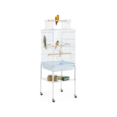 Ptačí klec pro andulky 591794 white, 46,5 x 46,5 x 136 cm, bílá - B