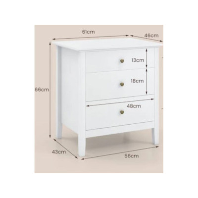 Noční stolek HU11076WH, 56 x 45 x 66 cm, bílý - B