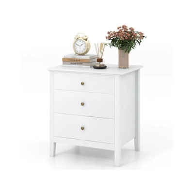 Noční stolek HU11076WH, 56 x 45 x 66 cm, bílý - B