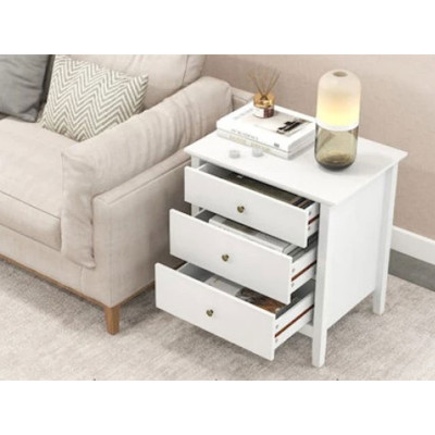 Noční stolek HU11076WH, 56 x 45 x 66 cm, bílý - B