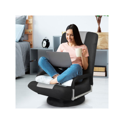 Skládací herní židle HW65937 otočná o 360 stupňů, šedobéžová - A