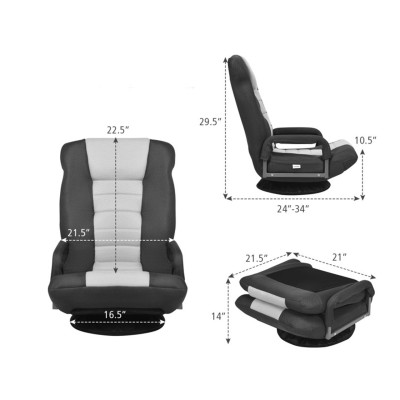 Skládací herní židle HW65937 otočná o 360 stupňů, šedobéžová - A