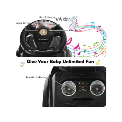 Odrážedlo 3 v 1 TY327904, kočárek s posuvným autíčkem a hudbou, černé - N