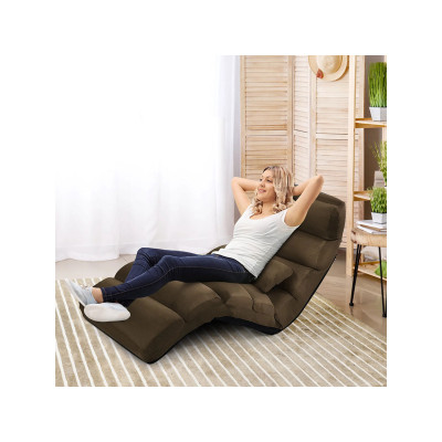 Podlahové křeslo HW53981, 5násobně nastavitelné, hnědé - A