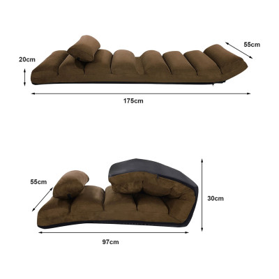 Podlahové křeslo HW53981, 5násobně nastavitelné, hnědé - A