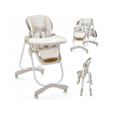 Skládací židlička pro krmení kojenců AD10049GR s nastavitelnou výškou, bílá - A