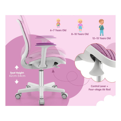 Ergonomická dětská studijní židle HY10192ZS, růžová - A