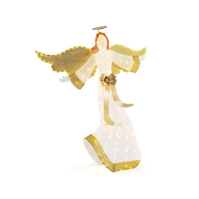 Osvětlený vánoční anděl CM24771DE s nebeským věncem a křídly, 160 cm - A