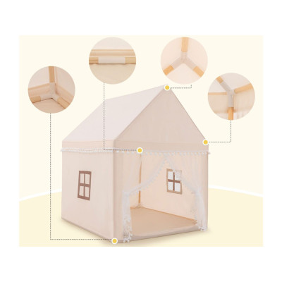 Dětský domeček TP10476CF, 120 x 105 x 140 cm, béžovošedá - A