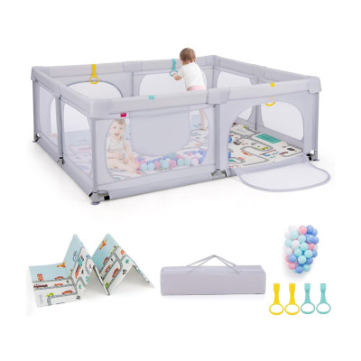 Dětská ohrádka s matrací UY10097GR, světle šedá - B