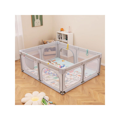 Dětská ohrádka s matrací UY10097GR, světle šedá - B