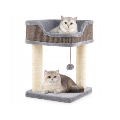 Malé škrabadlo pro kočky PV10354GR s plyšovým pelíškem 38 x 38 x 51 cm, šedý - B