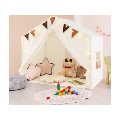 Dětský stan s látkou a závěsy TP10263BE, béžový - A