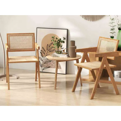 Sada 2 ratanových židlí JV11996NA-2 s rámem z přírodního bambusu - A