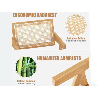 Sada 2 ratanových židlí JV11996NA-2 s rámem z přírodního bambusu - A