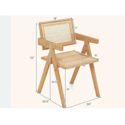 Sada 2 ratanových židlí JV11996NA-2 s rámem z přírodního bambusu - A