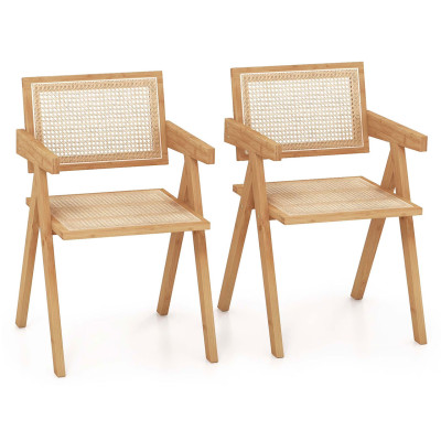 Sada 2 ratanových židlí JV11996NA-2 s rámem z přírodního bambusu - A