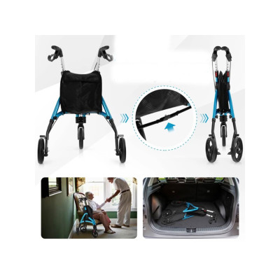 Skládací chodítko JH10025BL s lehkým hliníkovým rámem, modré - B