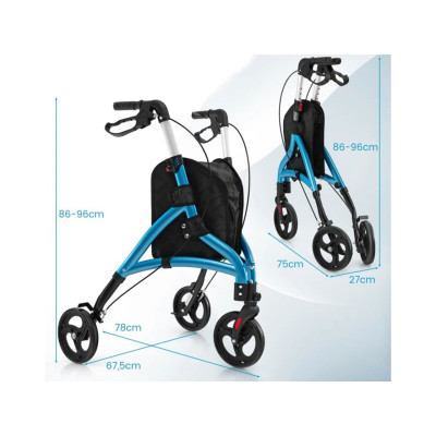 Skládací chodítko JH10025BL s lehkým hliníkovým rámem, modré - B