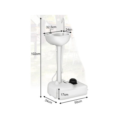 Kempingové umyvadlo OP70582 s nádrží na vodu o objemu 17 l, bílé - A