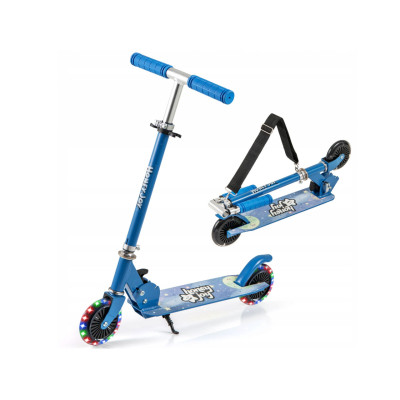 Skládací koloběžka pro děti SP38425BL s LED koly a nastavitelným volantem, modrá - A