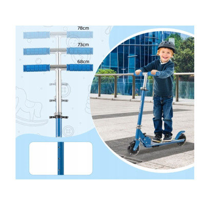 Skládací koloběžka pro děti SP38425BL s LED koly a nastavitelným volantem, modrá - A