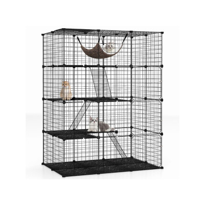 Velká čtyřpatrová klec PV10319BK, 109,5 x 74,5 x 143 cm, černá - A