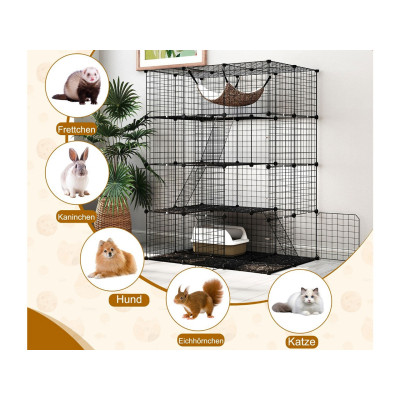 Velká čtyřpatrová klec PV10319BK, 109,5 x 74,5 x 143 cm, černá - A