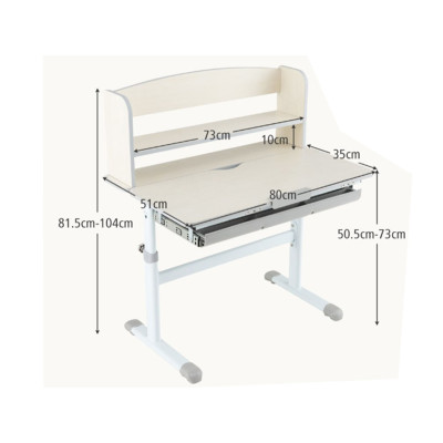 Dětský psací stůl HY10284GR s jednou zásuvkou a 2 policemi, šedý - A