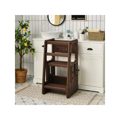 2stupňová věž na učení  HY10011CF se 3 nastavitelnými výškami, hnědá - A