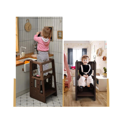 2stupňová věž na učení  HY10011CF se 3 nastavitelnými výškami, hnědá - A