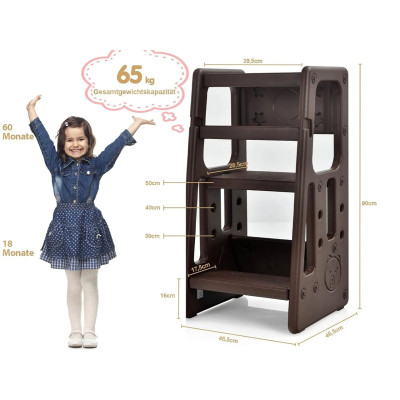 2stupňová věž na učení  HY10011CF se 3 nastavitelnými výškami, hnědá - A