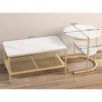 Sada 2 stolků JV11232GD, zlatá - B