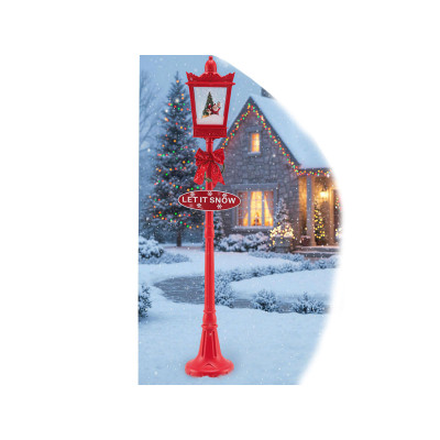 Vánoční lucerna CM25267DE-RE s teplými bílými LED světly, 185 cm, červená - B