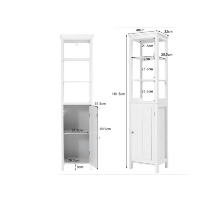 Volně stojící podlahová skříňka HW66819WH se 3 policemi, bílá - A