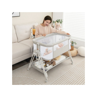 Přenosný noční lůžko pro miminka BC10119HS se 7 nastavitelnými výškami, šedé - B