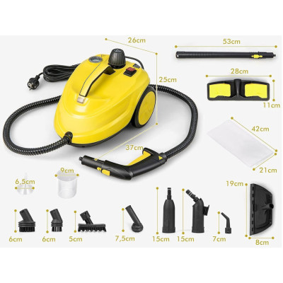 Parní čistič ES10431DE-YW s kolečky a tyčovou rukojetí, žlutý - B