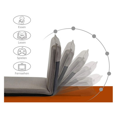 Podlahové křeslo HW65605GR se 6 polohami nastavitelného opěradla, šedé - N