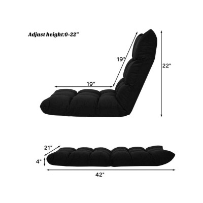 Rozkládací křeslo HW66636DK, 14polohové nastavení, černá - A