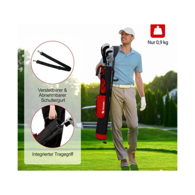 Golfový bag se 2 přepážkami a pláštěnkou SP38457RE, červený - A