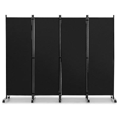 Zástěna pro rozdělení místností JV10724BK, na kolečkách, černá - A