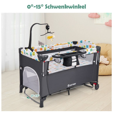 Přenosná dětská postýlka 3 v 1 BC10227DE-GR, šedá - A