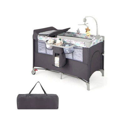 Cestovní postýlka 5v1 BE10041GR, hnědá - A