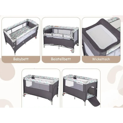 Cestovní postýlka 5v1 BE10041GR, hnědá - A