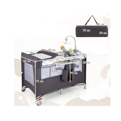 Cestovní postýlka 5v1 BE10041GR, hnědá - A