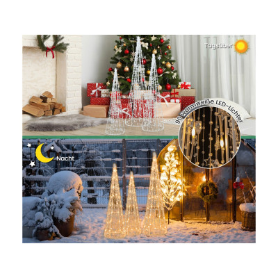 3dílný LED vánoční stromeček CM24604DE ve tvaru kužele - A