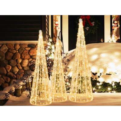 3dílný LED vánoční stromeček CM24604DE ve tvaru kužele - A