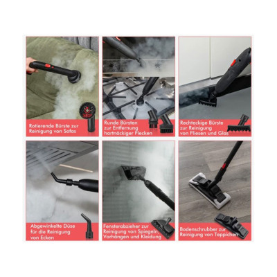 Parní čistič ES10431DE-RE s 15 příslušenstvím, červený - B